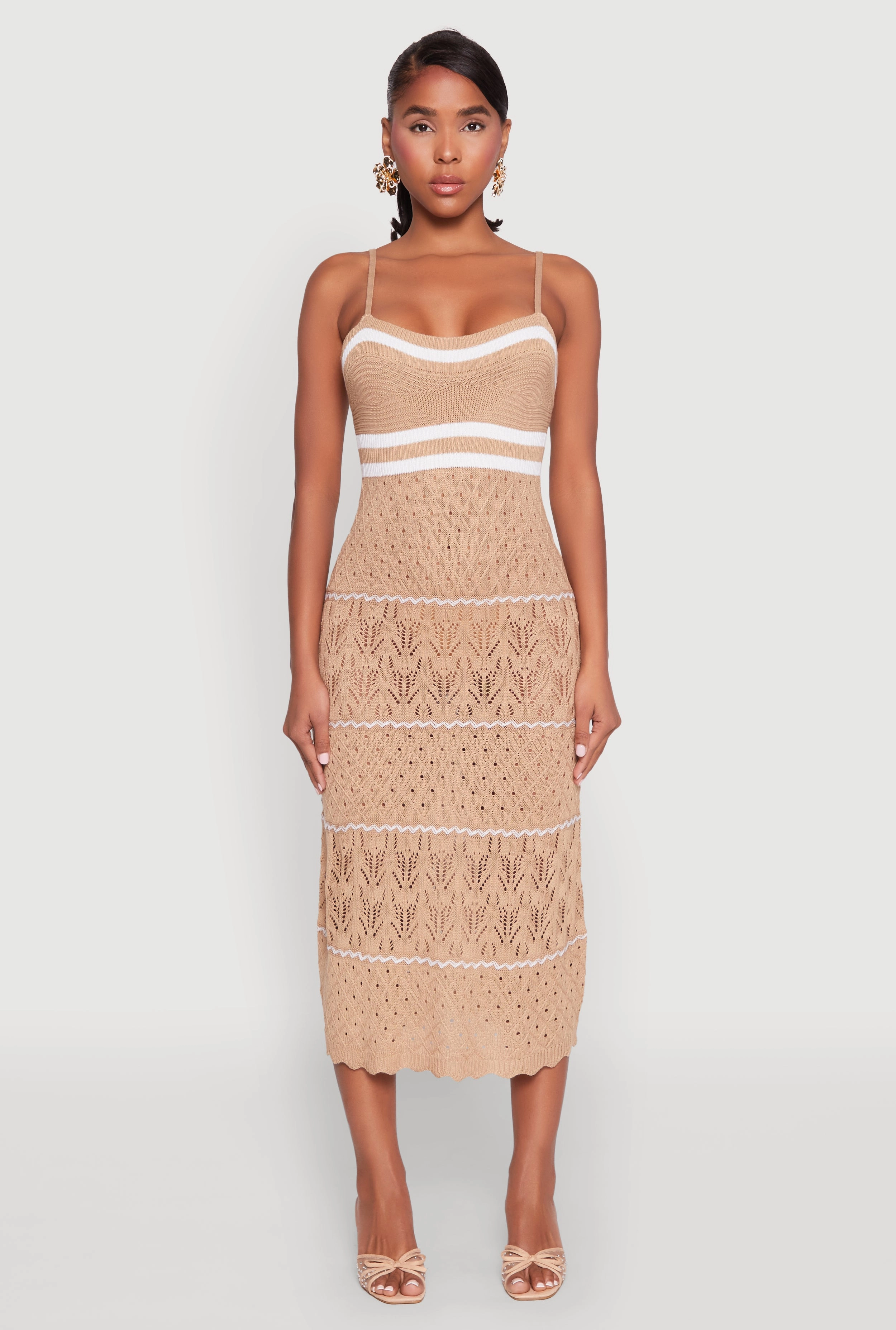 Almost Famous Contrast Trim Midi Dress