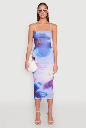 Almost Famous Floral Print Mesh Dress
