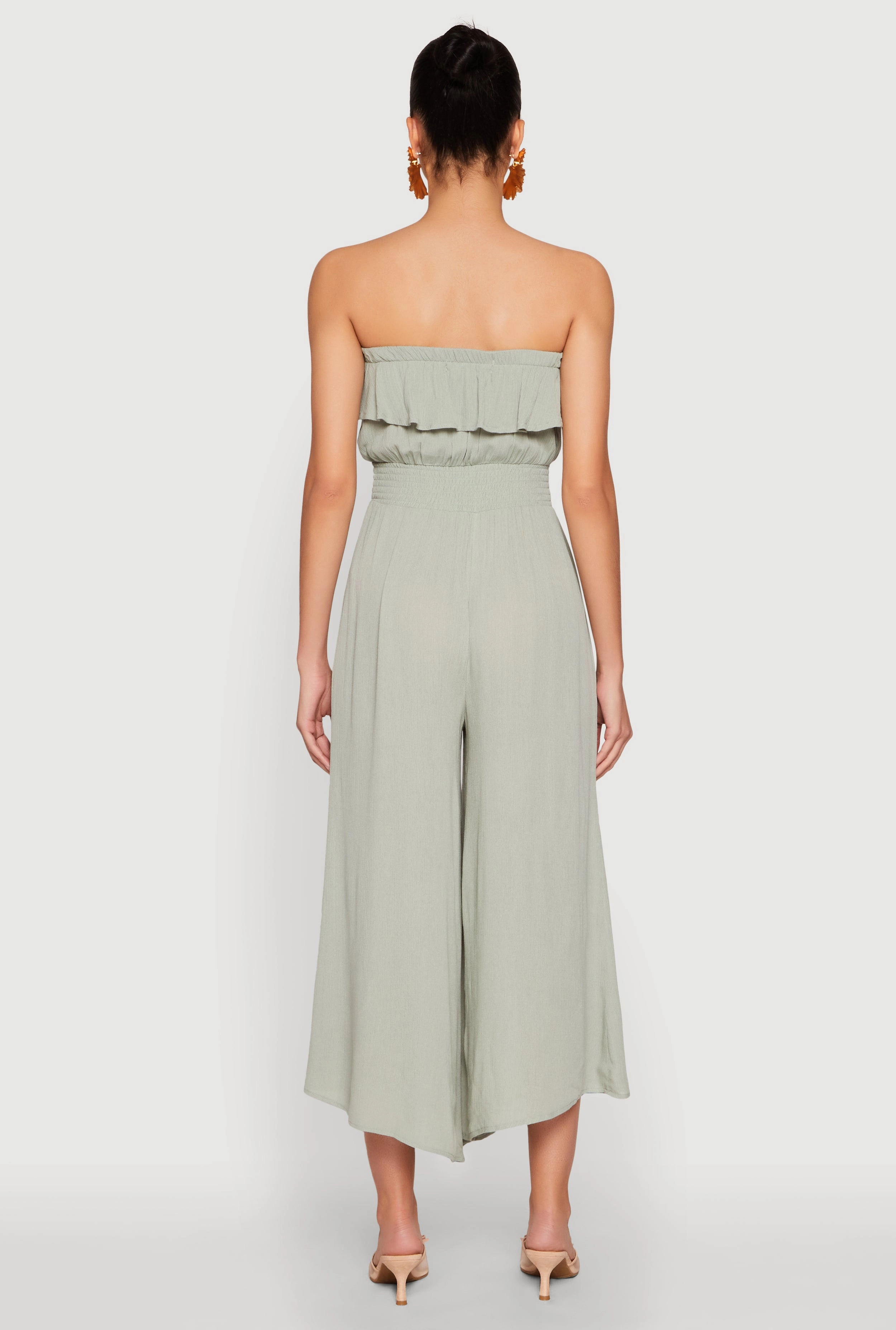 Almost Famous Ruffle Overlay Smocked Waist Jumpsuit