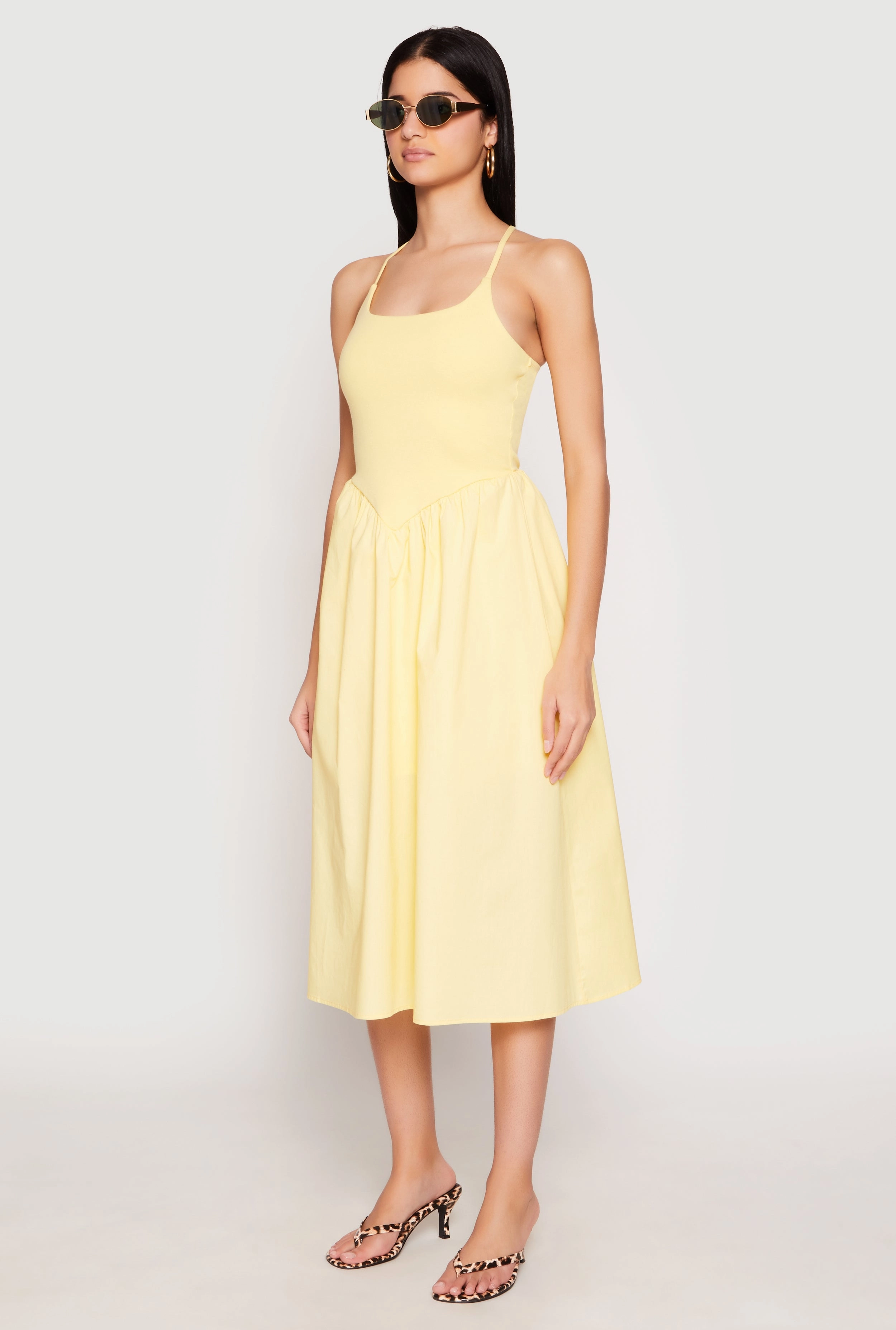 Almost Famous Sleeveless Empire Waist Midi Dress
