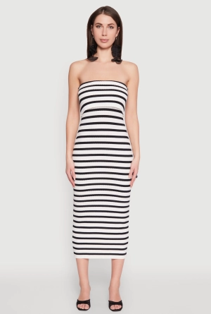 Almost Famous Striped Fold Over Tube Dress
