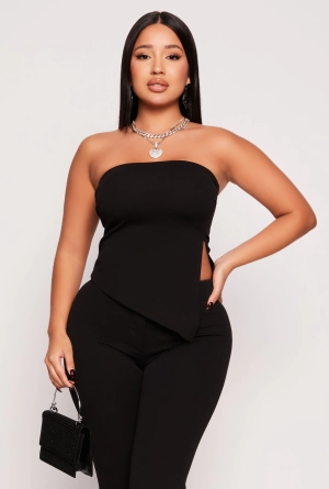 Asymmetrical Side Slit Tube Top