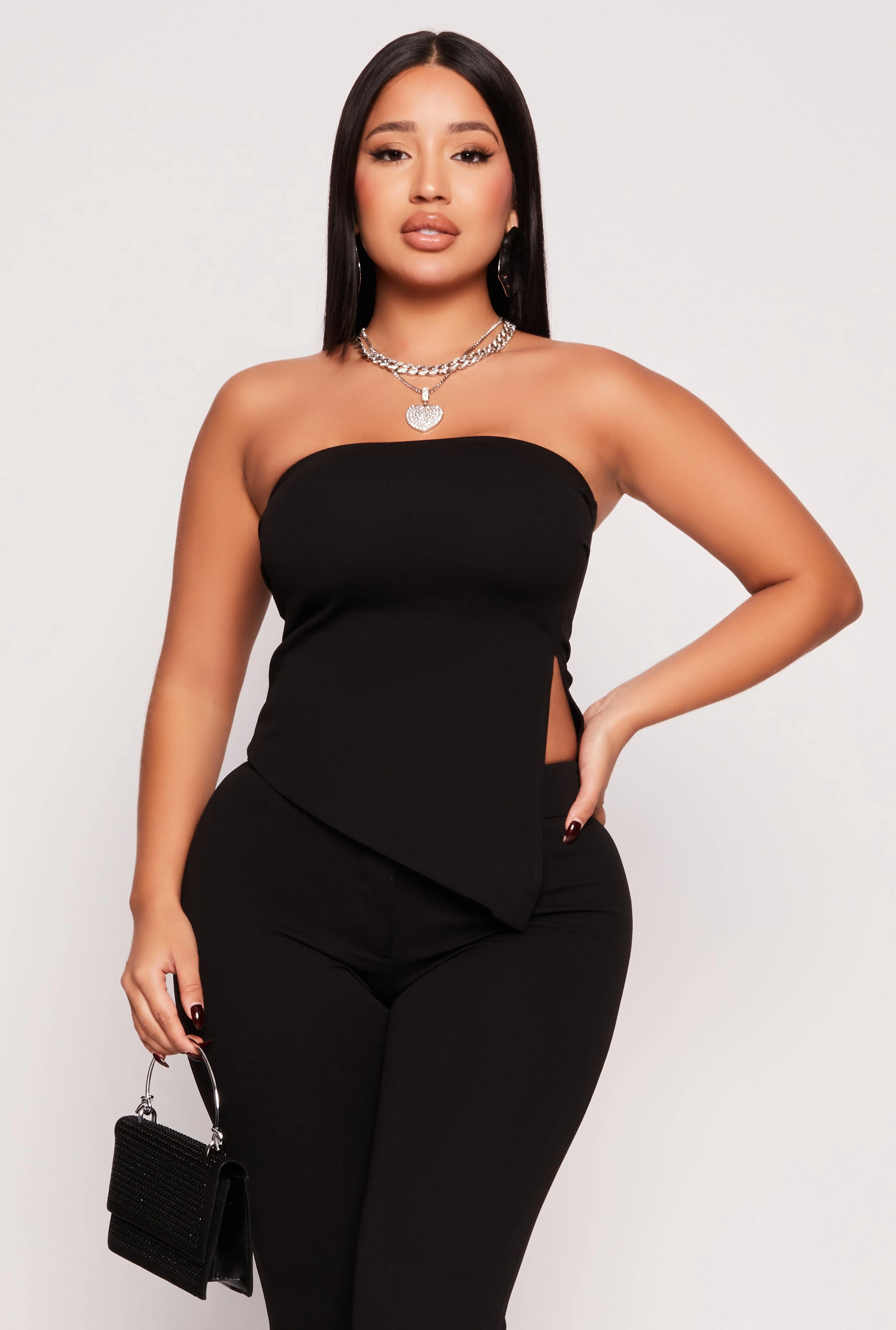 Asymmetrical Side Slit Tube Top