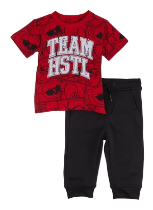 Baby Boys 12-24M Bear Print Team Hstl Graphic Tee and Joggers