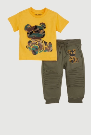 Baby Boys 12-24M Camo Bear Graphic Tee and Moto Joggers
