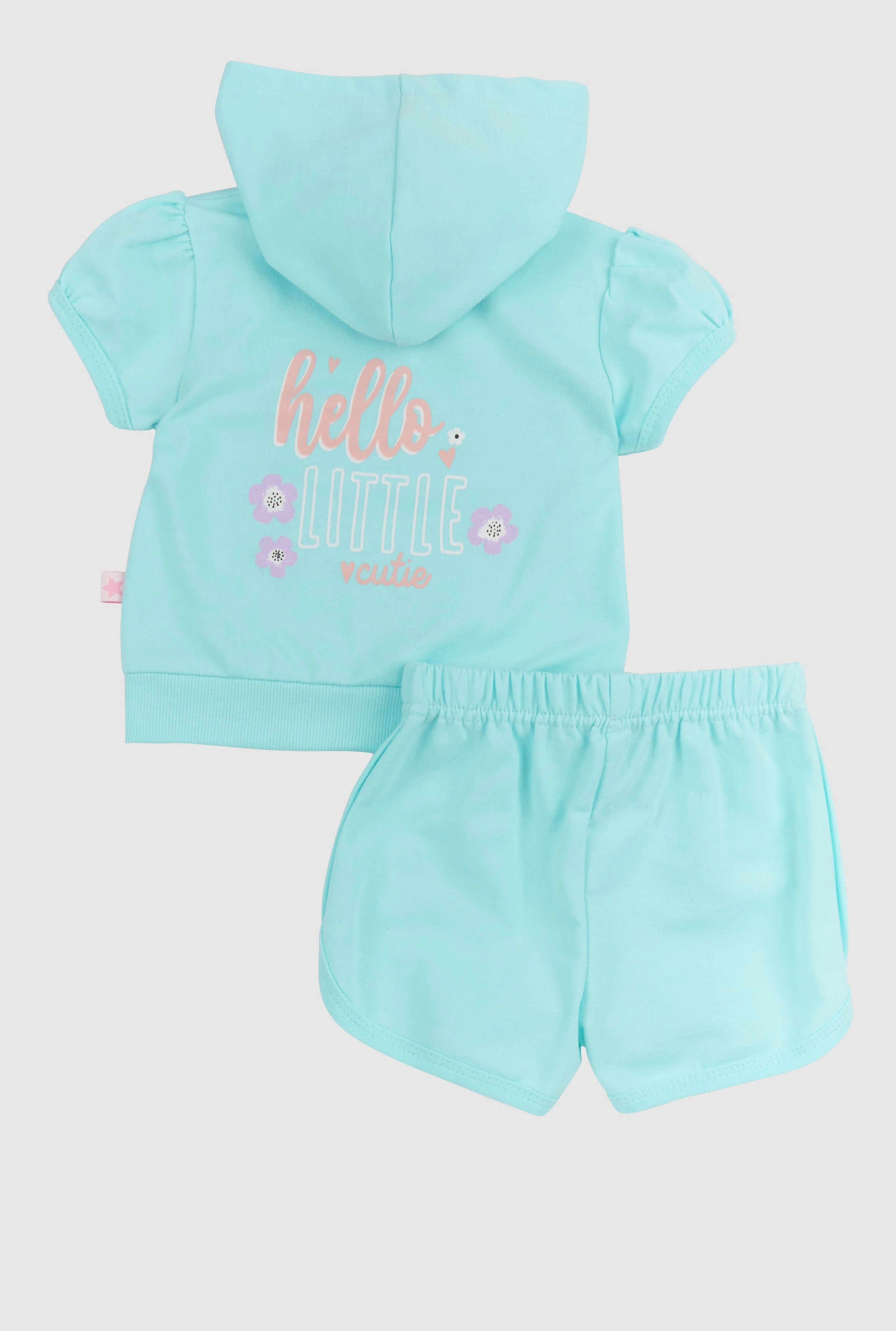 Baby Girls 12-24M Hello Little Cutie Graphic Hooded Tee and Shorts