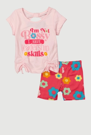 Baby Girls 12-24M Im Not Bossy Graphic Top and Shorts