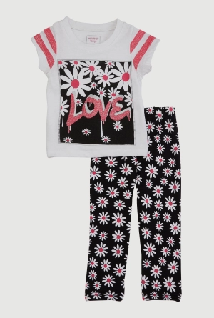 Baby Girls 12-24M Love Glitter Graphic Tee and Daisy Leggings