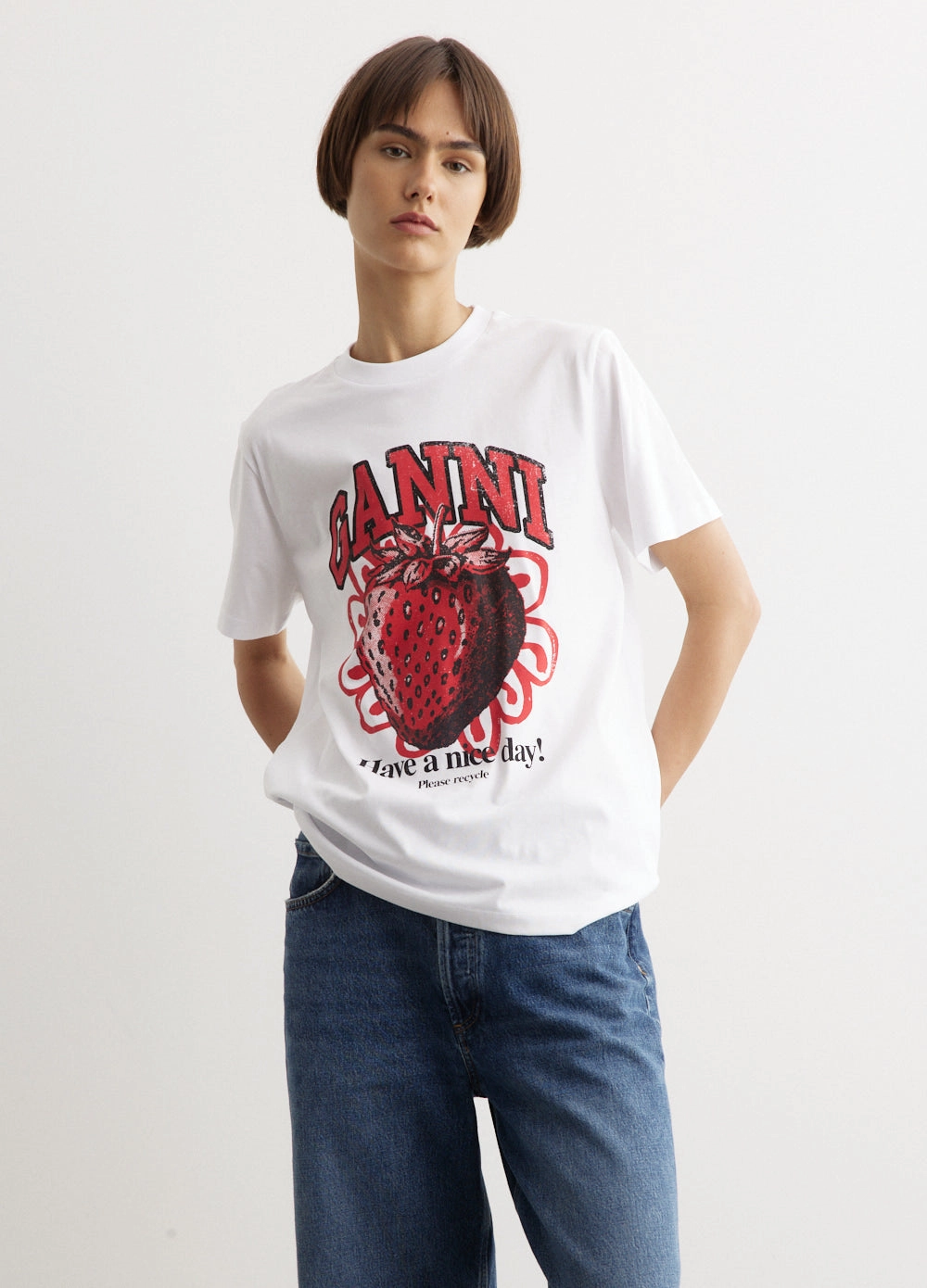 Basic Jersey Strawberry Relaxed T-Shirt