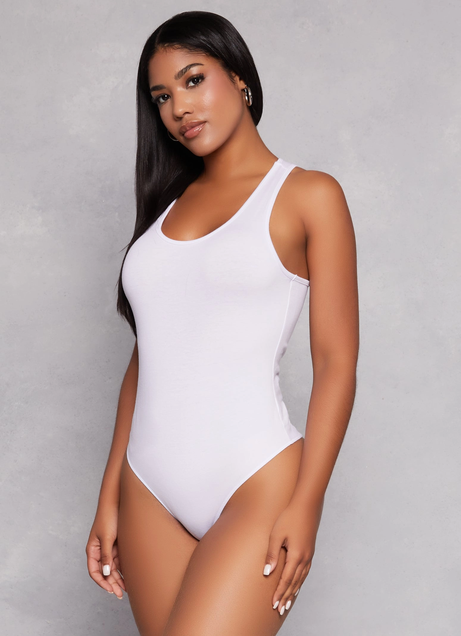 Basic Scoop Neck Racerback Tank Bodysuit