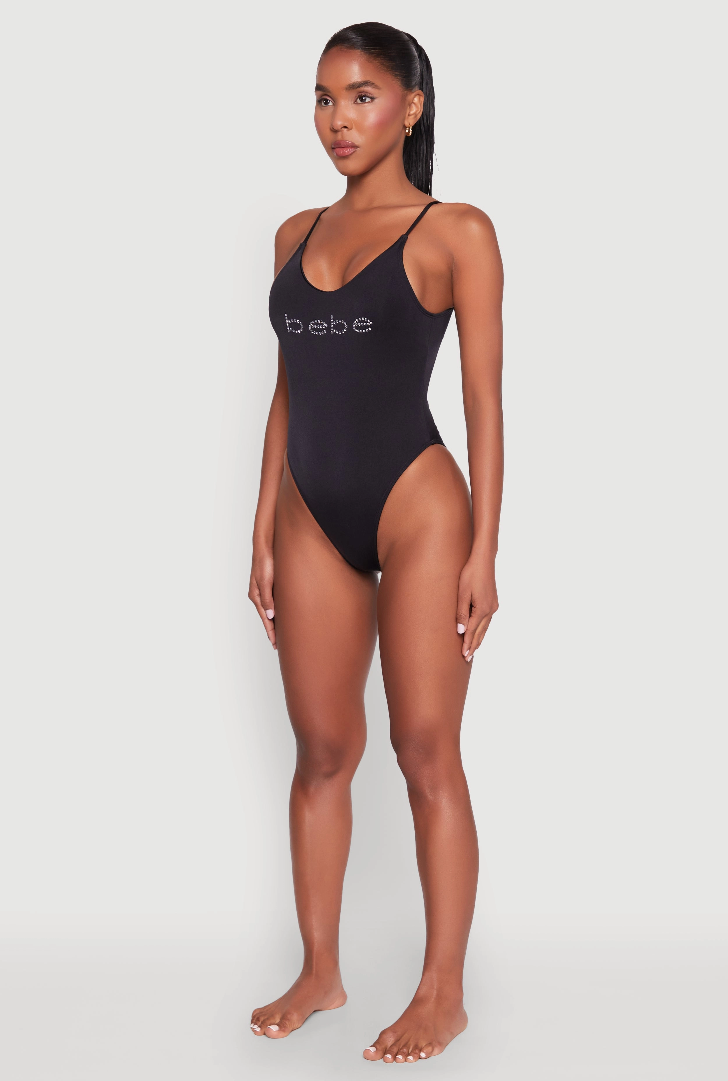 Bebe Rhinestone One Piece Swimsuit