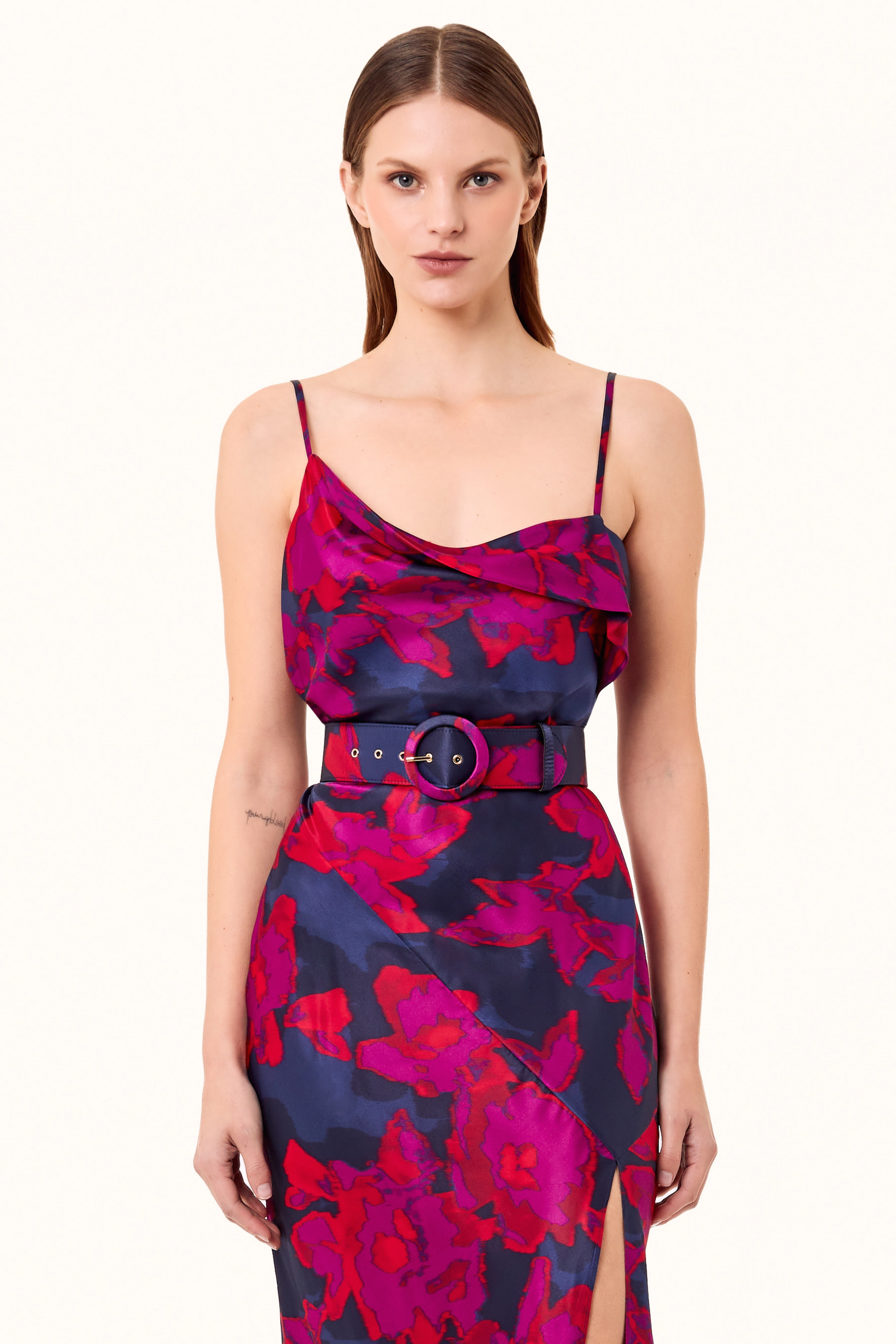 Belira Dress - Magenta Blurred Floral Print