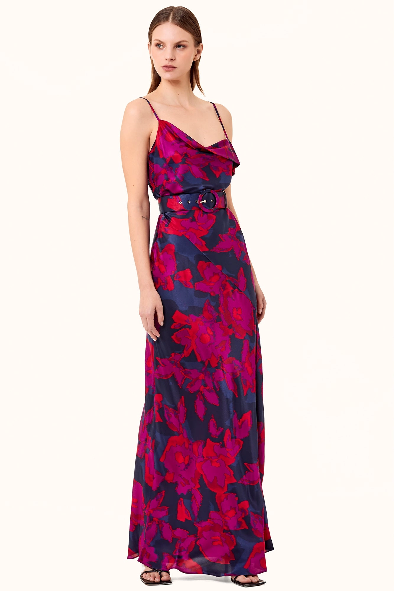 Belira Dress - Magenta Blurred Floral Print