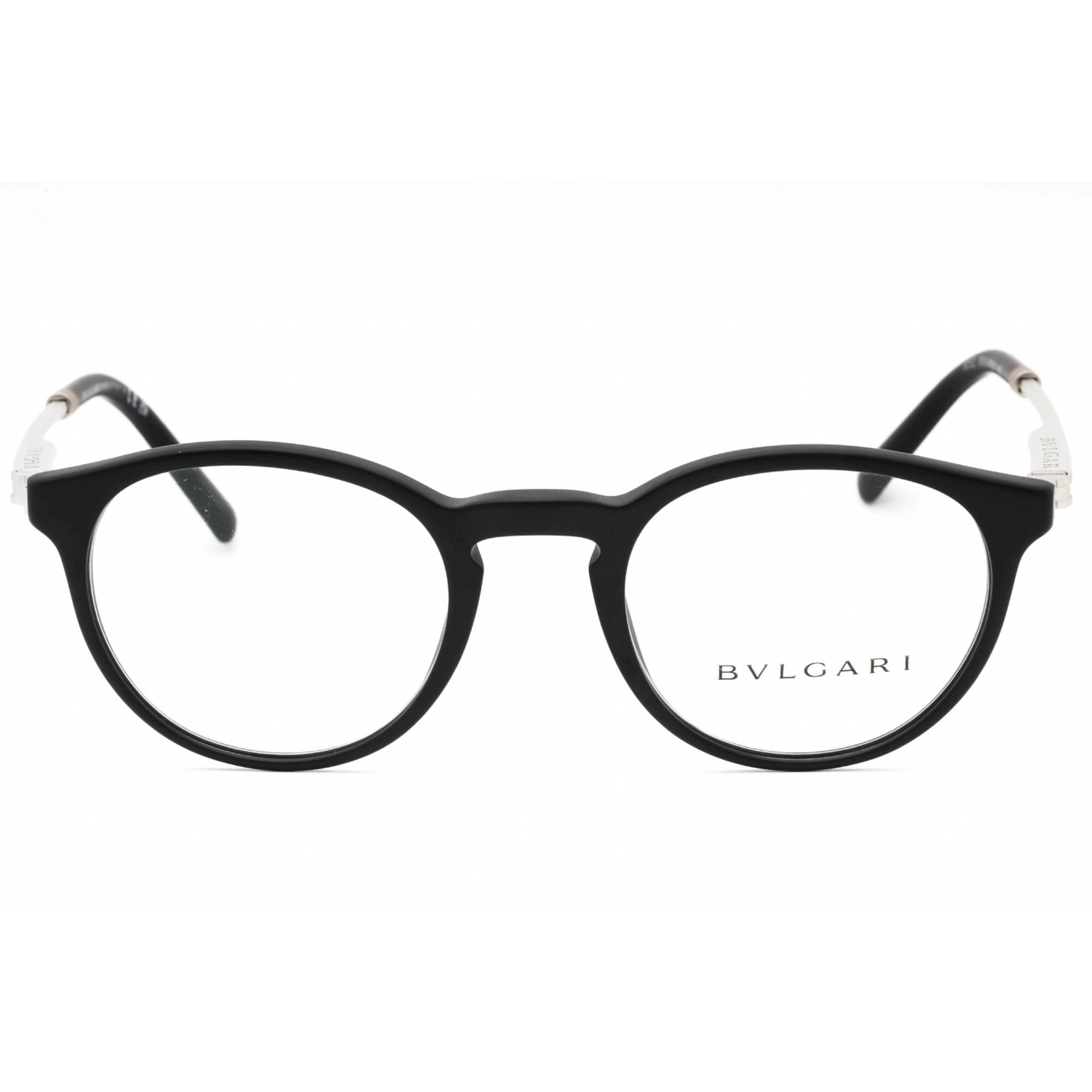Bvlgari Men's Eyeglasses - Matte Black Plastic Full Rim Round Frame | 0BV3052 5313