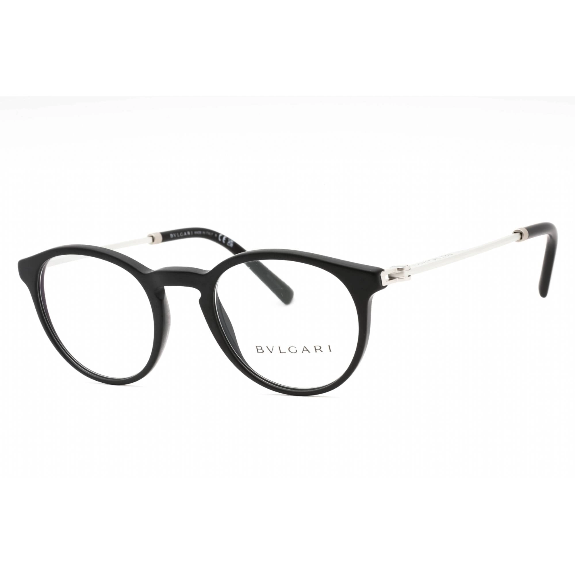 Bvlgari Men's Eyeglasses - Matte Black Plastic Full Rim Round Frame | 0BV3052 5313