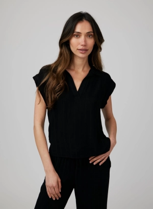 Cap Sleeve Pullover - Black