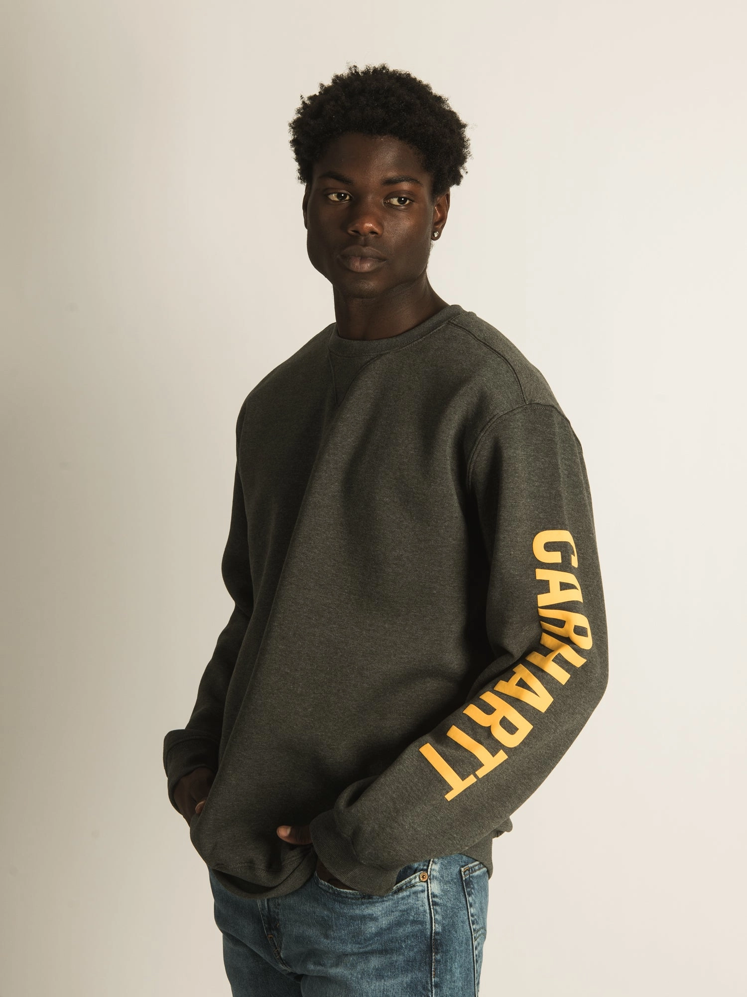 CARHARTT MIDWEIGHT CREWNECK LOGO SLEEVE  - CLEARANCE