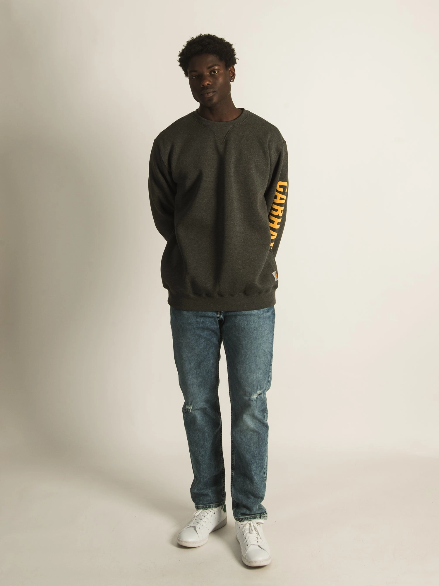 CARHARTT MIDWEIGHT CREWNECK LOGO SLEEVE  - CLEARANCE