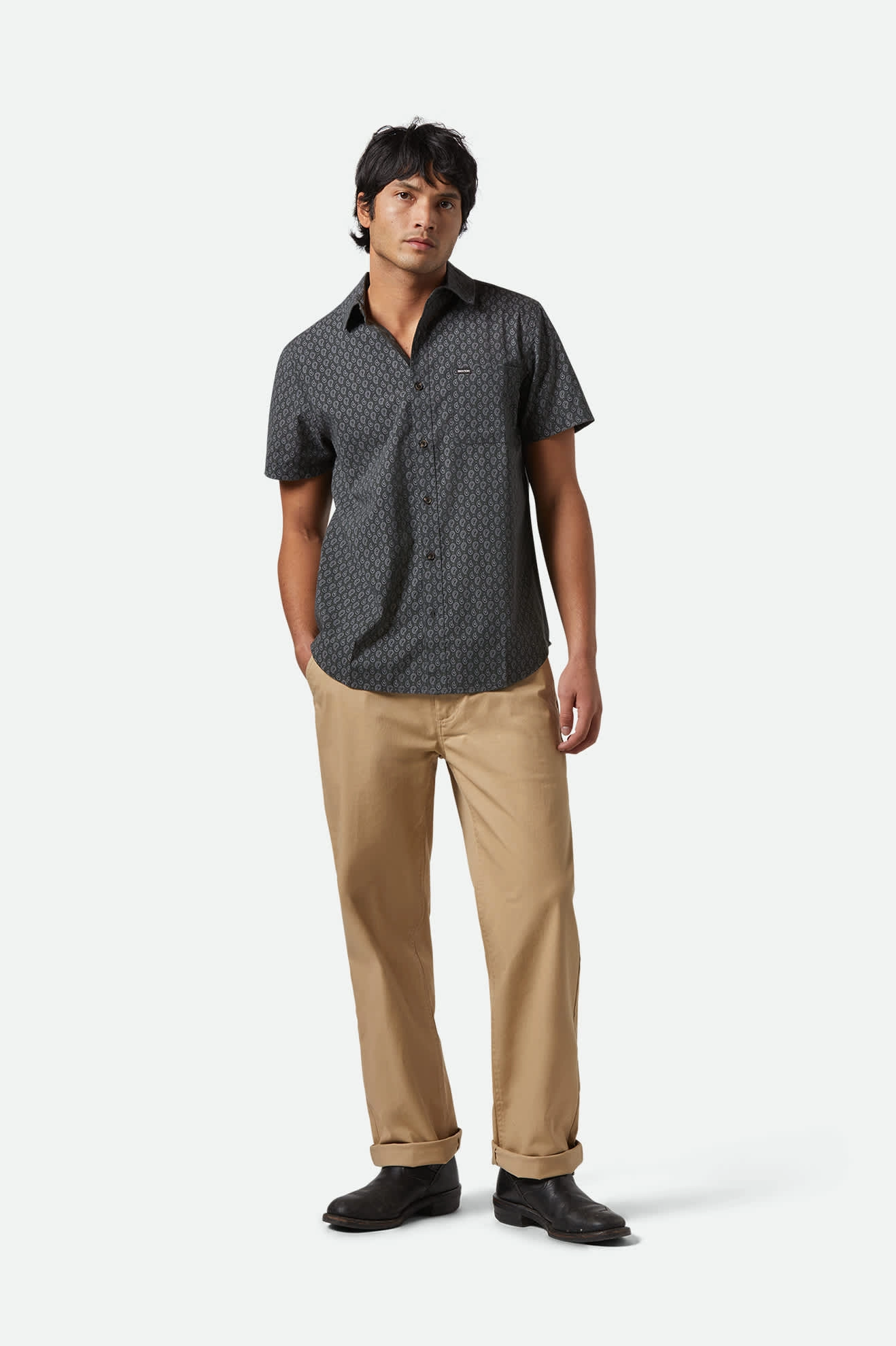 Charter Print S/S Shirt - Washed Black/Paisley