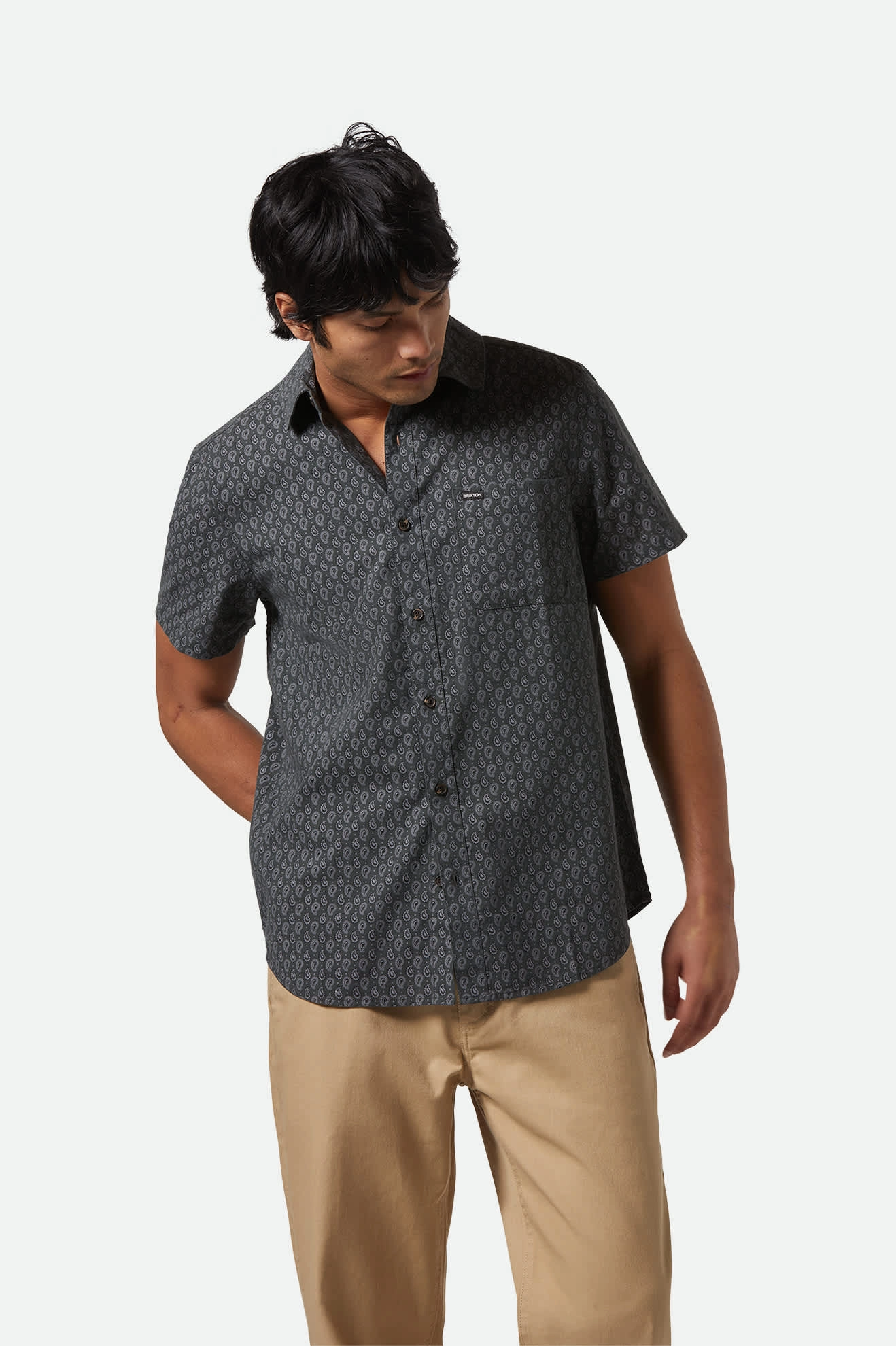 Charter Print S/S Shirt - Washed Black/Paisley