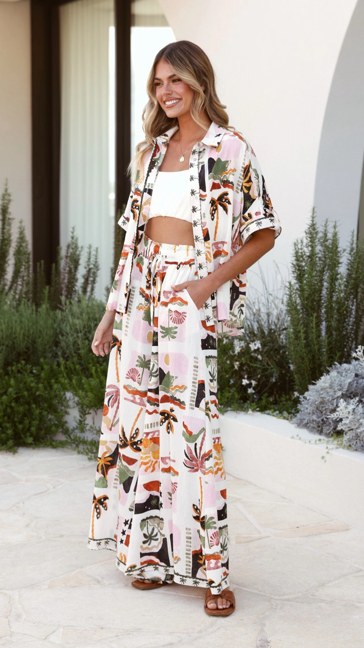 Daley Button Up Shirt - Desert Palms
