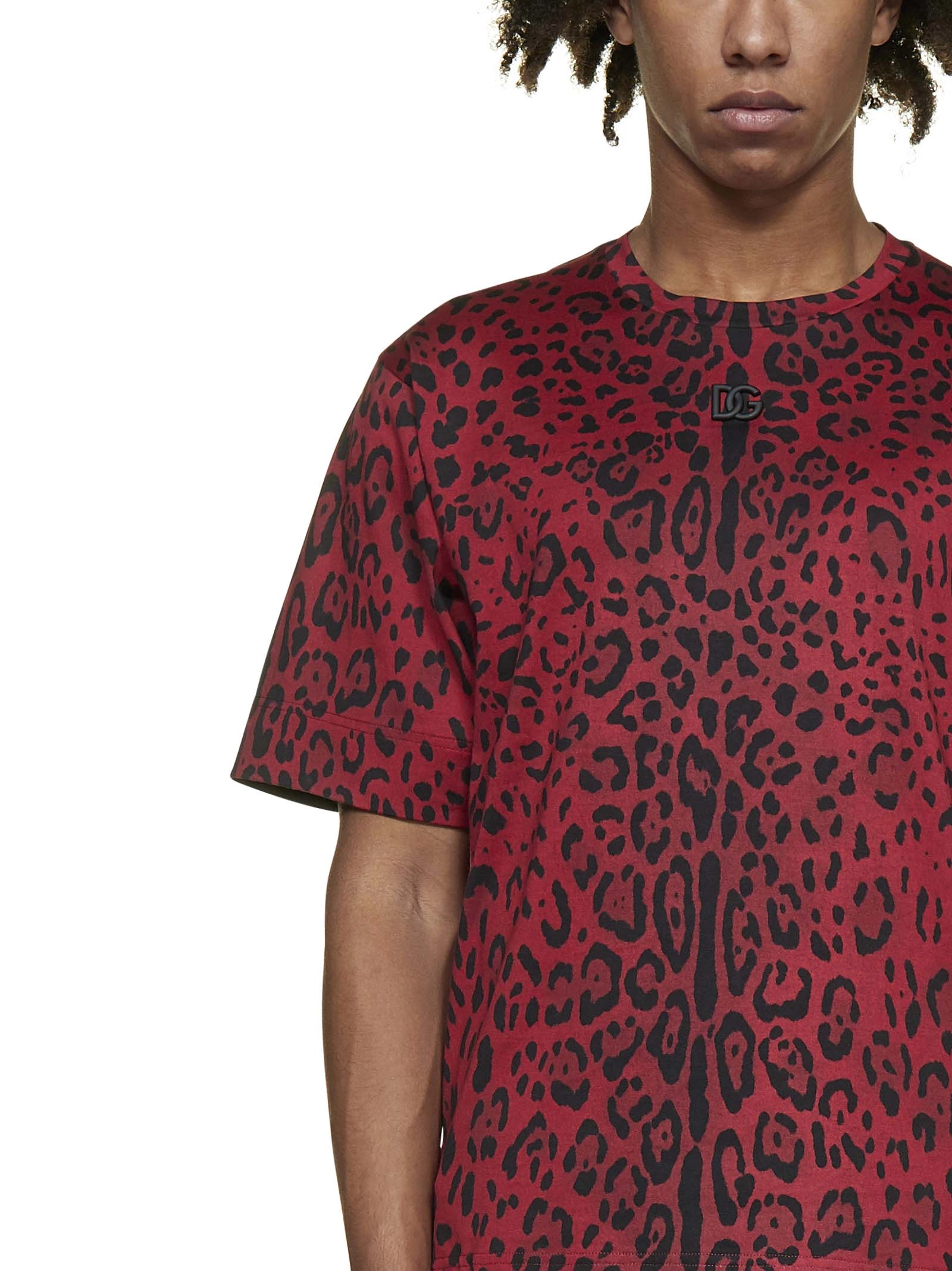 Dolce & Gabbana Leopard Printed Round Neck T-Shirt