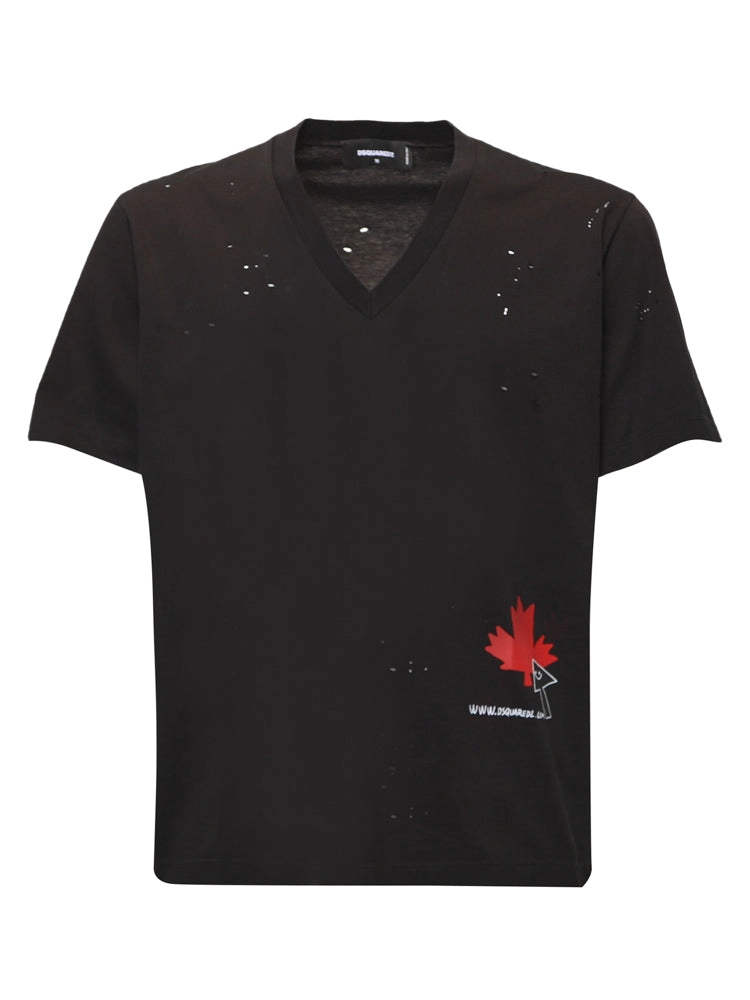 Dsquared2 Logo Print V-Neck T-Shirt