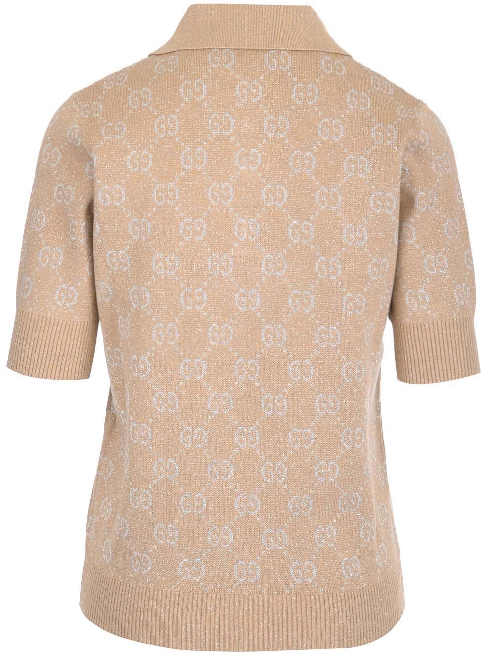 Gucci Lamé GG Jacquard Knitted Polo Shirt