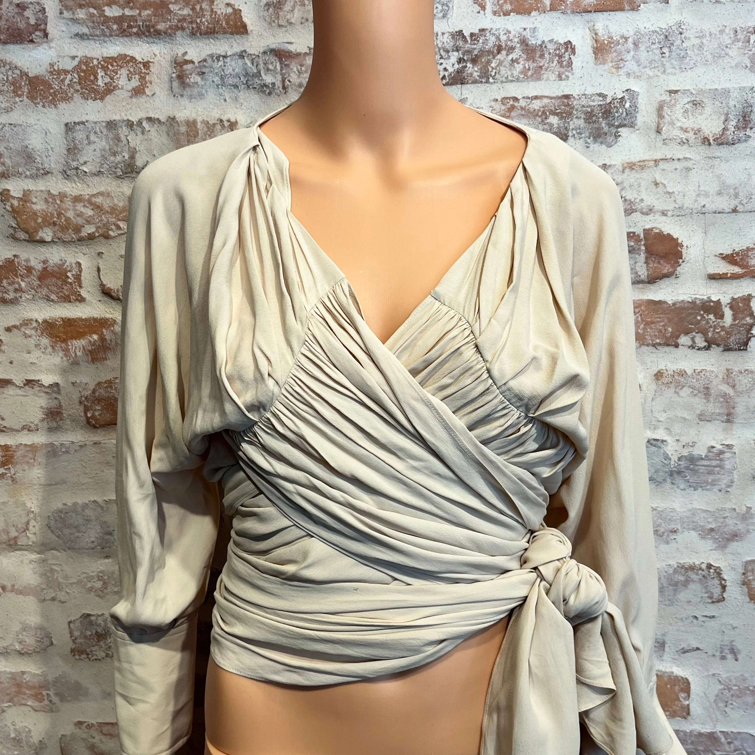 JACQUEMUS La Bomba Viscose Tie Wrap Shirt SZ38(6US/M)