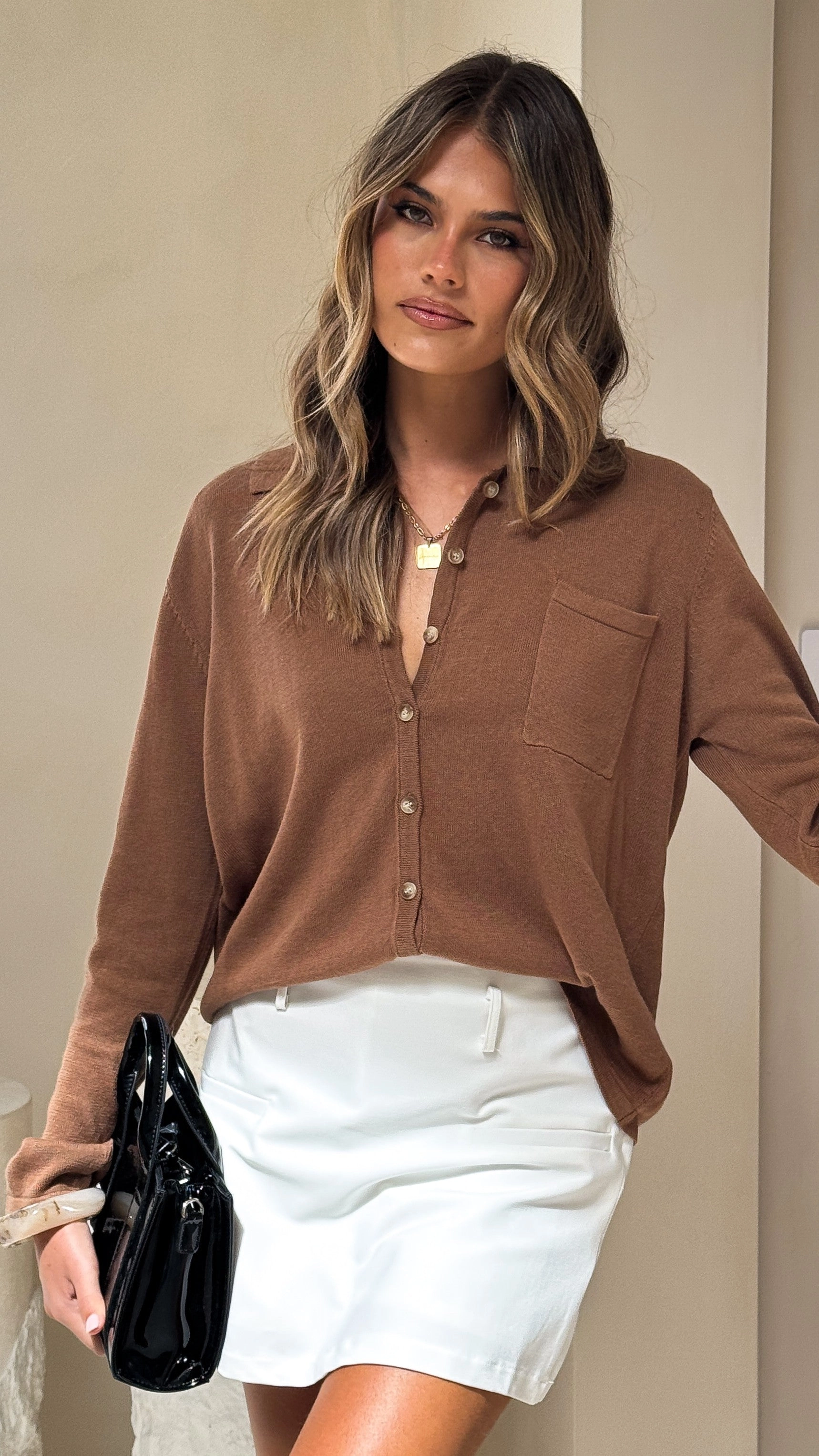 Klara Knitted Shirt - Caramel