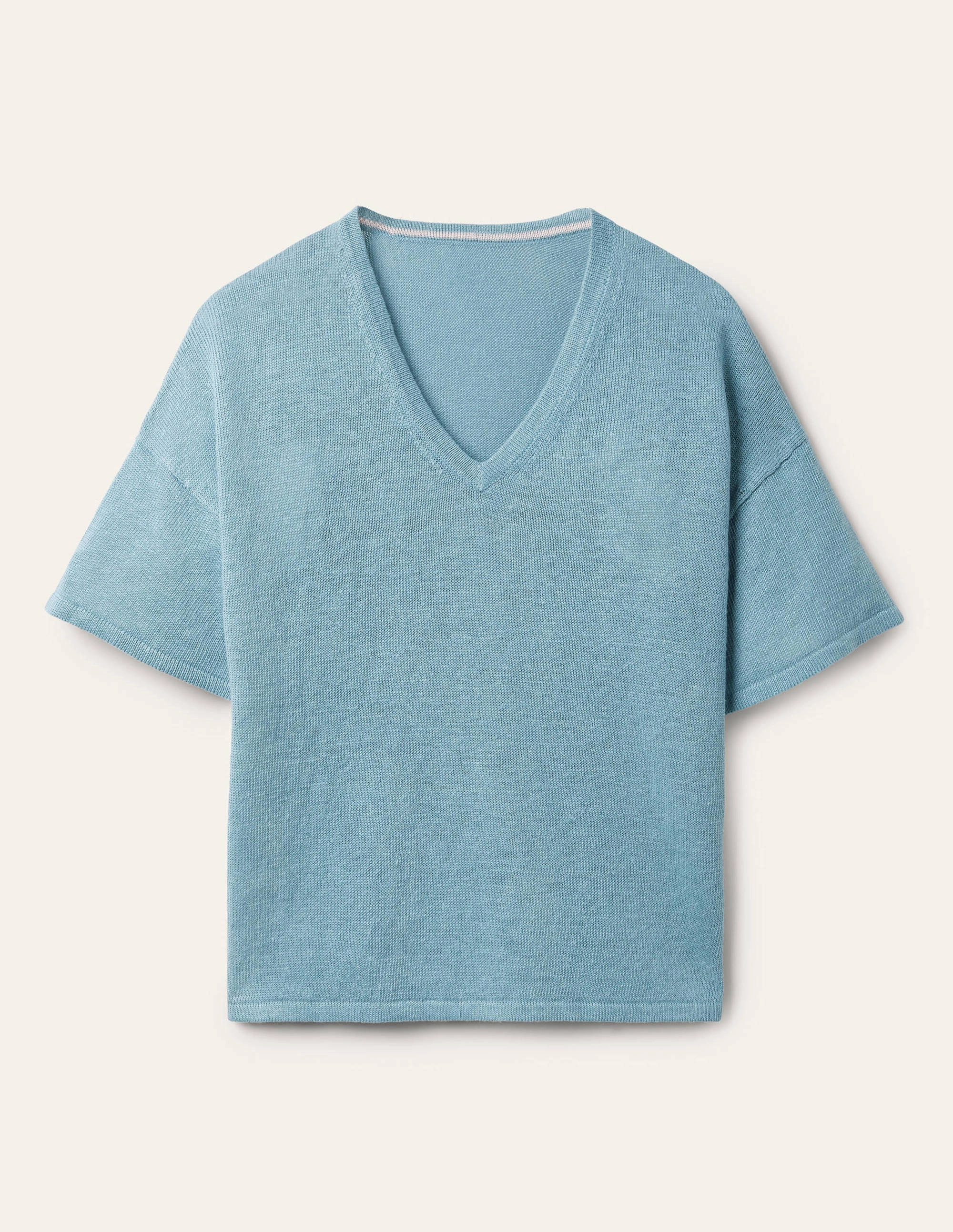 Linen Knitted T-shirt-Larkspur Blue