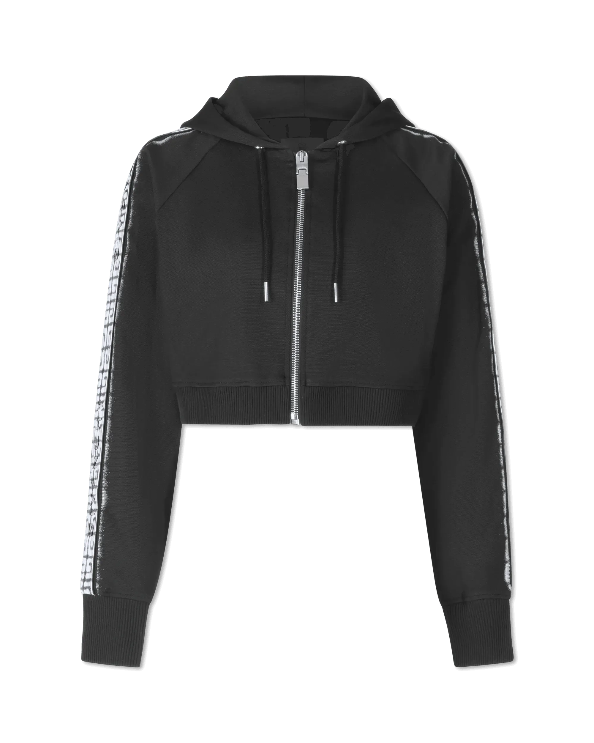 Logo Tape Cropped Zip Up Hoodie