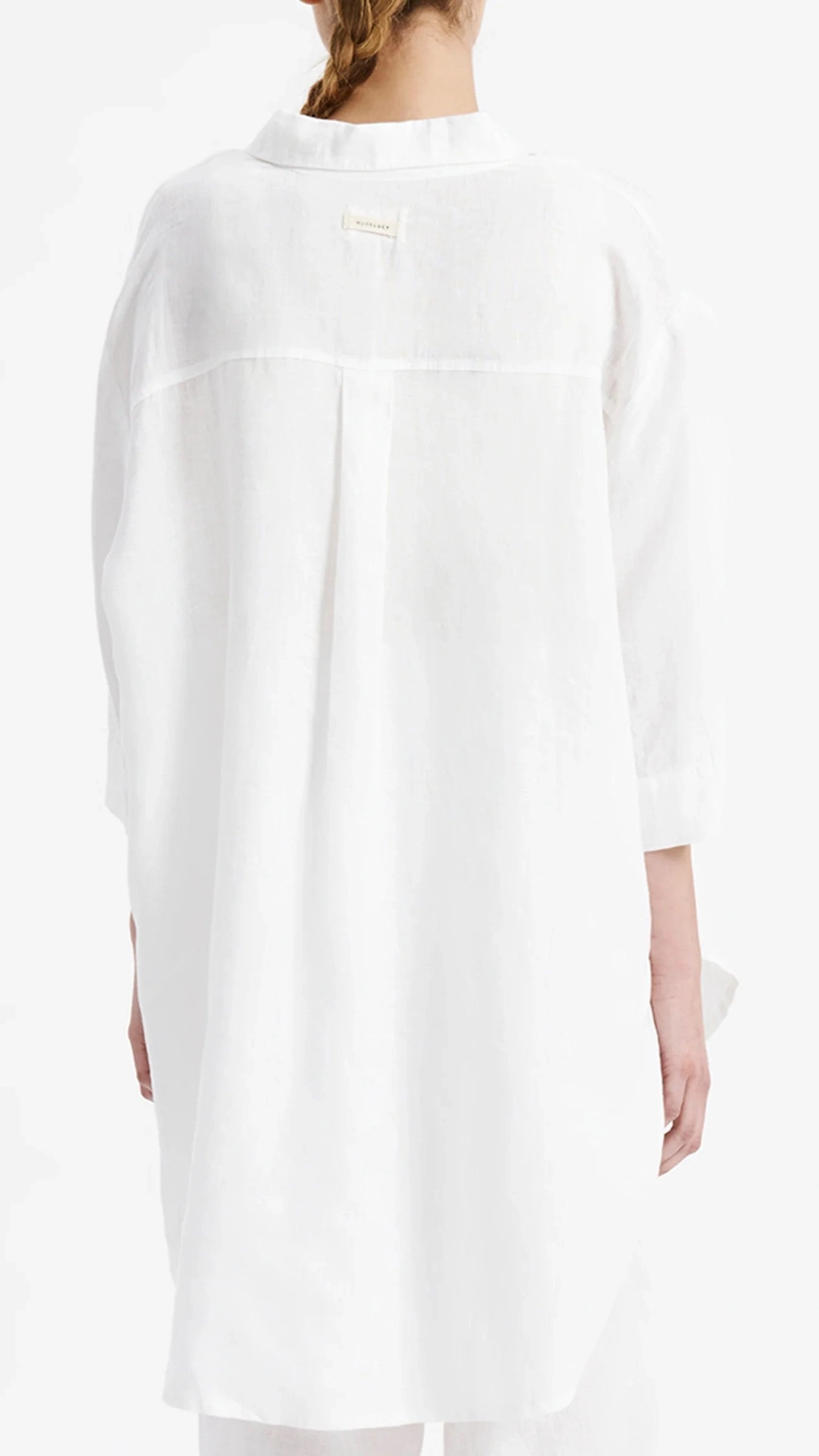 Lounge Linen Longline Shirt - White