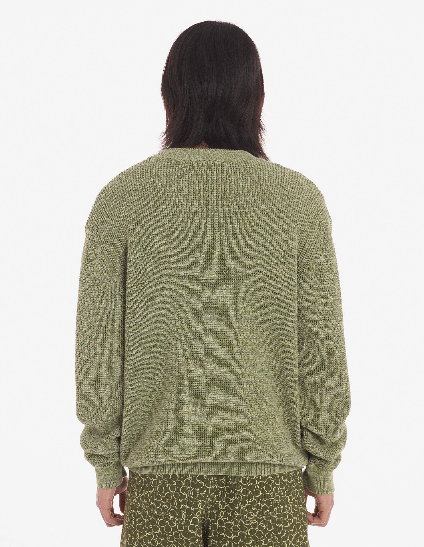 Men's Maison Kitsune Handwriting Comfort Cardigan Khaki Green Melange