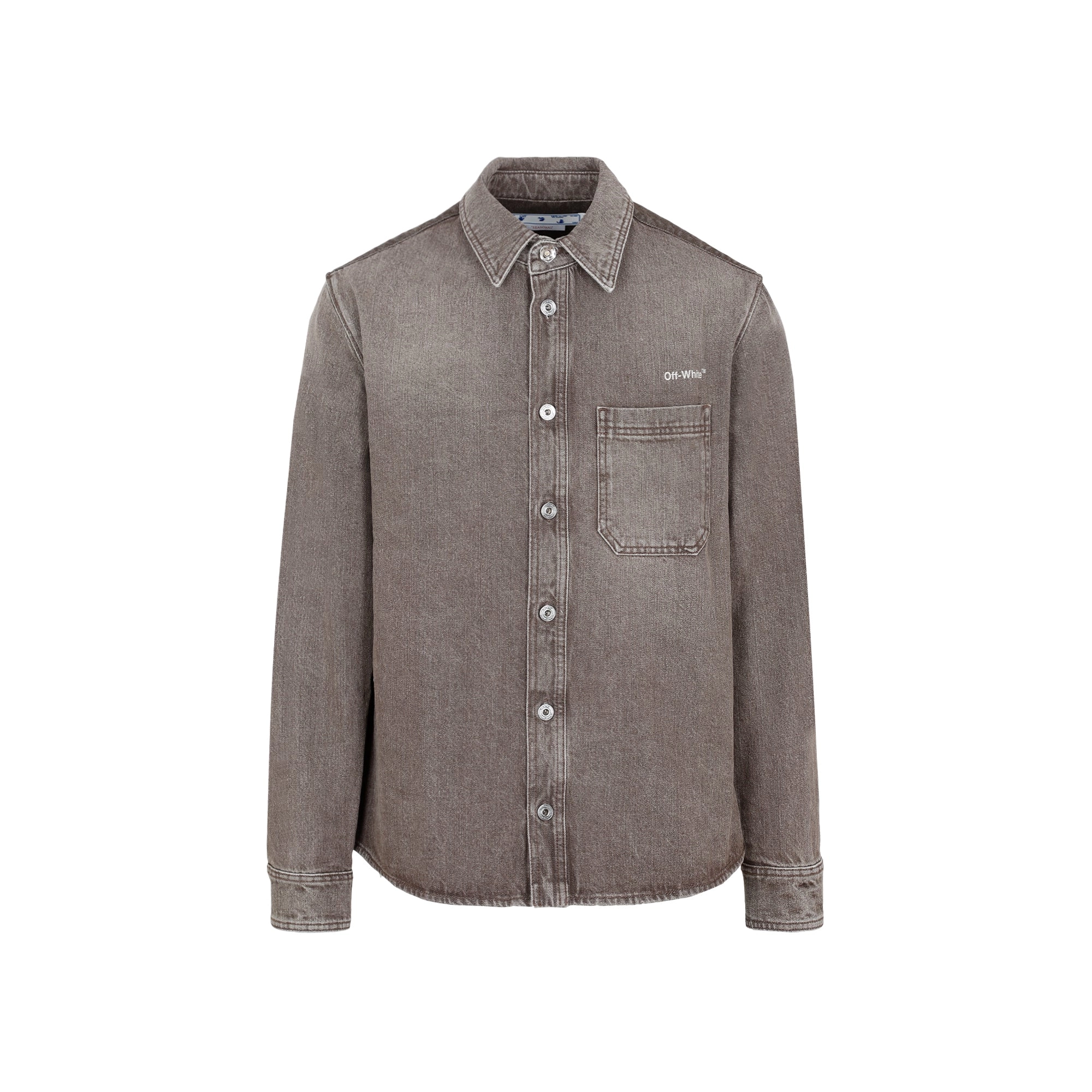 Off-White Buttoned Long-Sleeved Denim Shirt