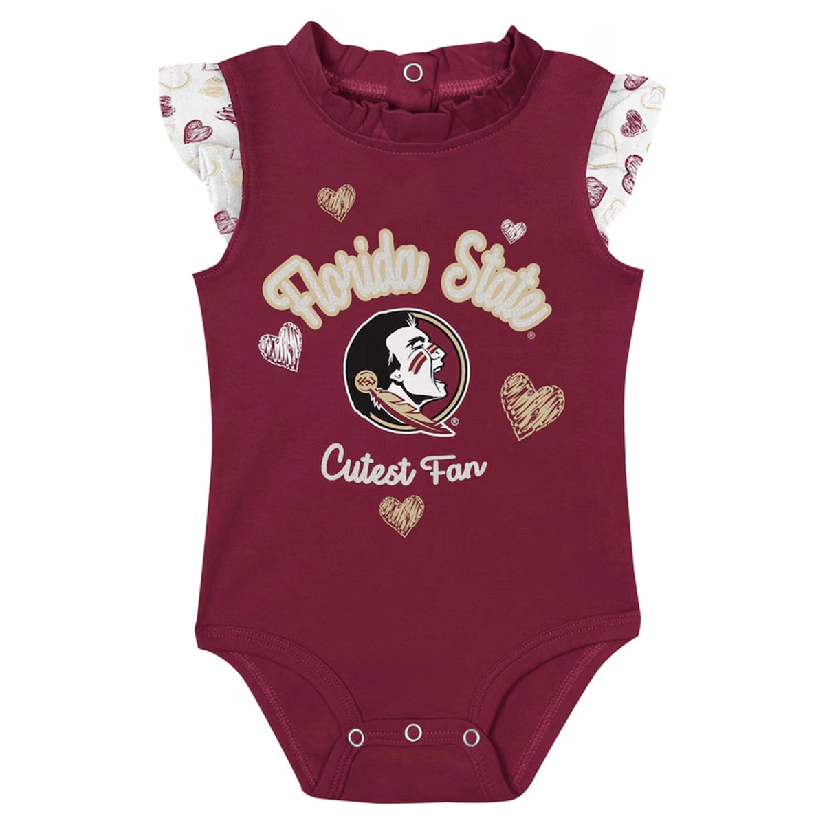 Outerstuff Infant Girl's Florida State Cutest Fan Heart Design Creeper Set  - Garnet/White