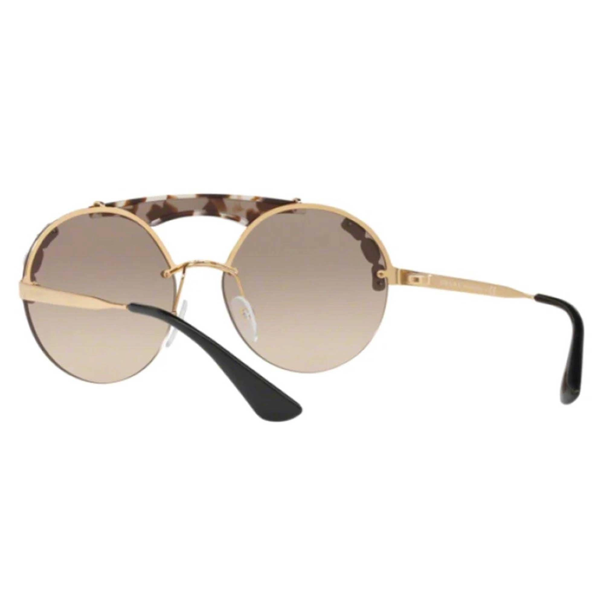 Prada Women's Sunglasses - Gold/Opal Metal Half Rim Frame Brown Lens | 0PR 53US C3O3D0
