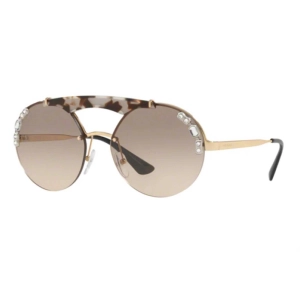 Prada Women's Sunglasses - Gold/Opal Metal Half Rim Frame Brown Lens | 0PR 53US C3O3D0