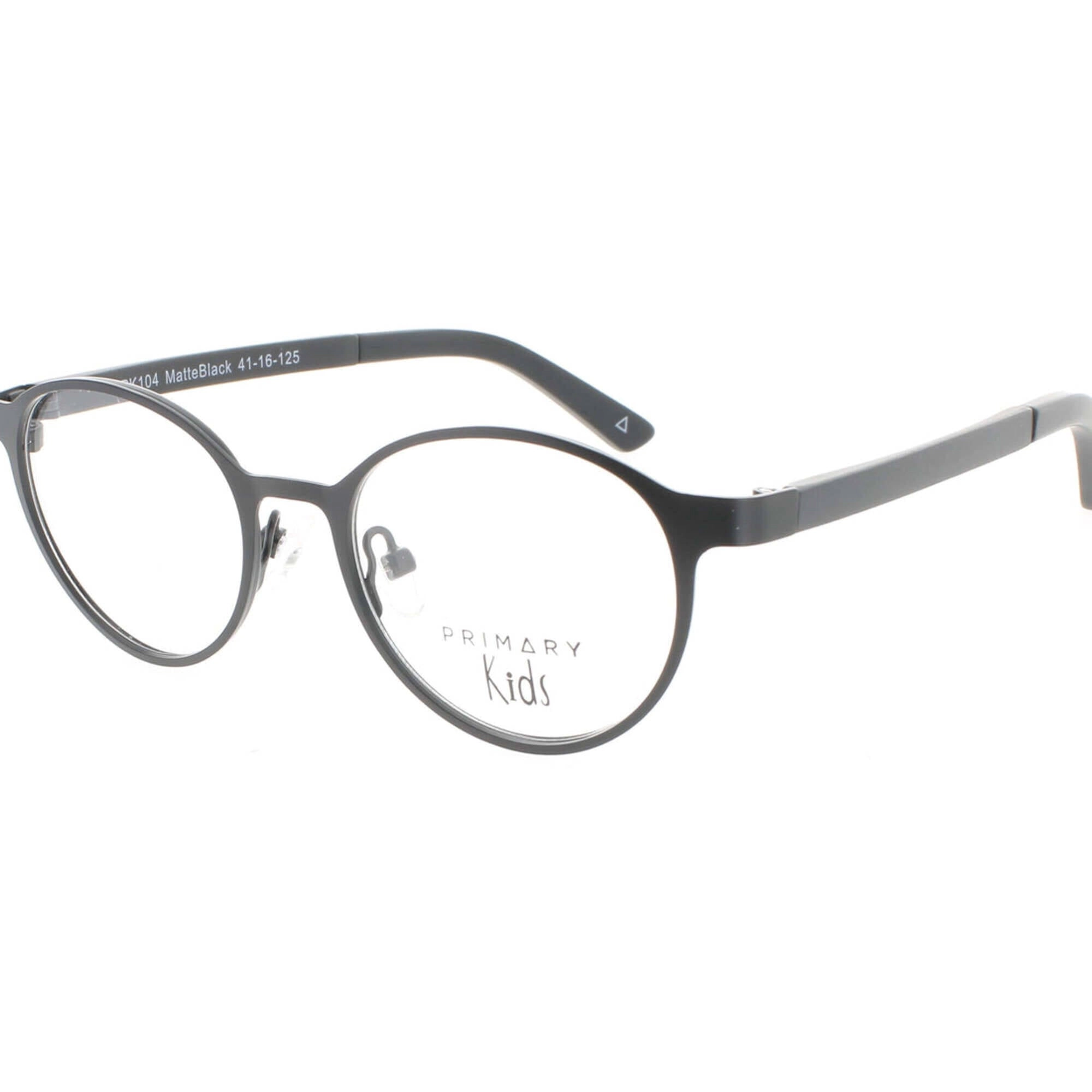 Primary Kid's Eyeglasses - Demo Lens Metal Oval Full Rim Frame | Pk104 MatteBlack