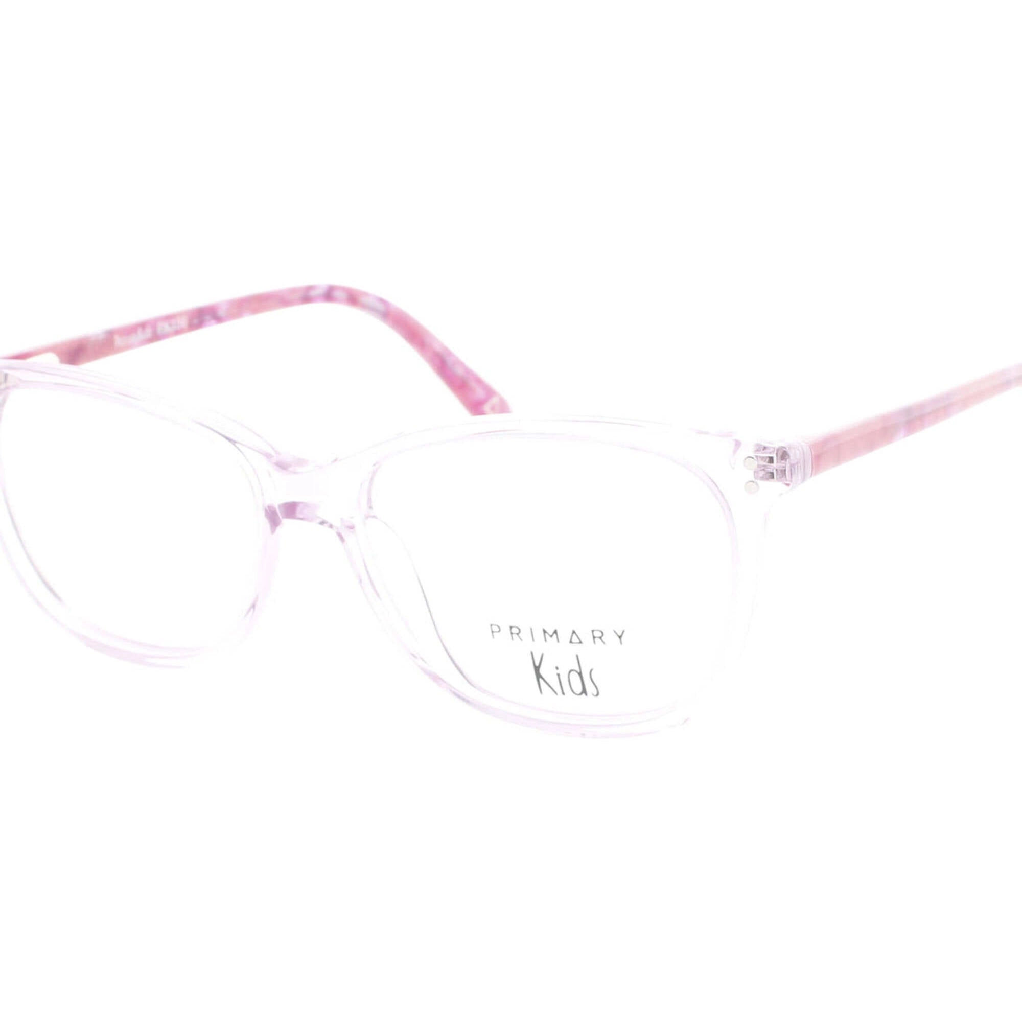 Primary Kid's Eyeglasses - Demo Lens Plastic Cat Eye Full Rim | Pk156 PinkCrystal