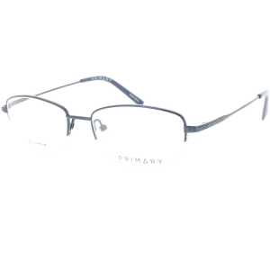 Primary Men's Eyeglasses - Demo Lens Titanium Oval Shape Half Rim Frame | Pt109 Navy