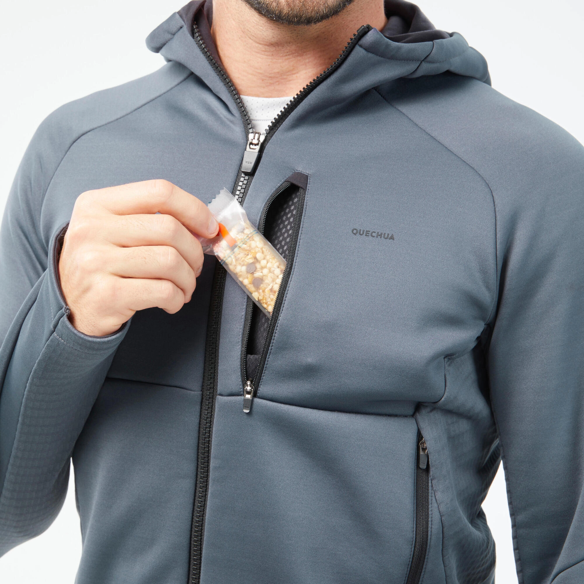 Quechua Men's MH520 Hood Hiking Fleece Jacket