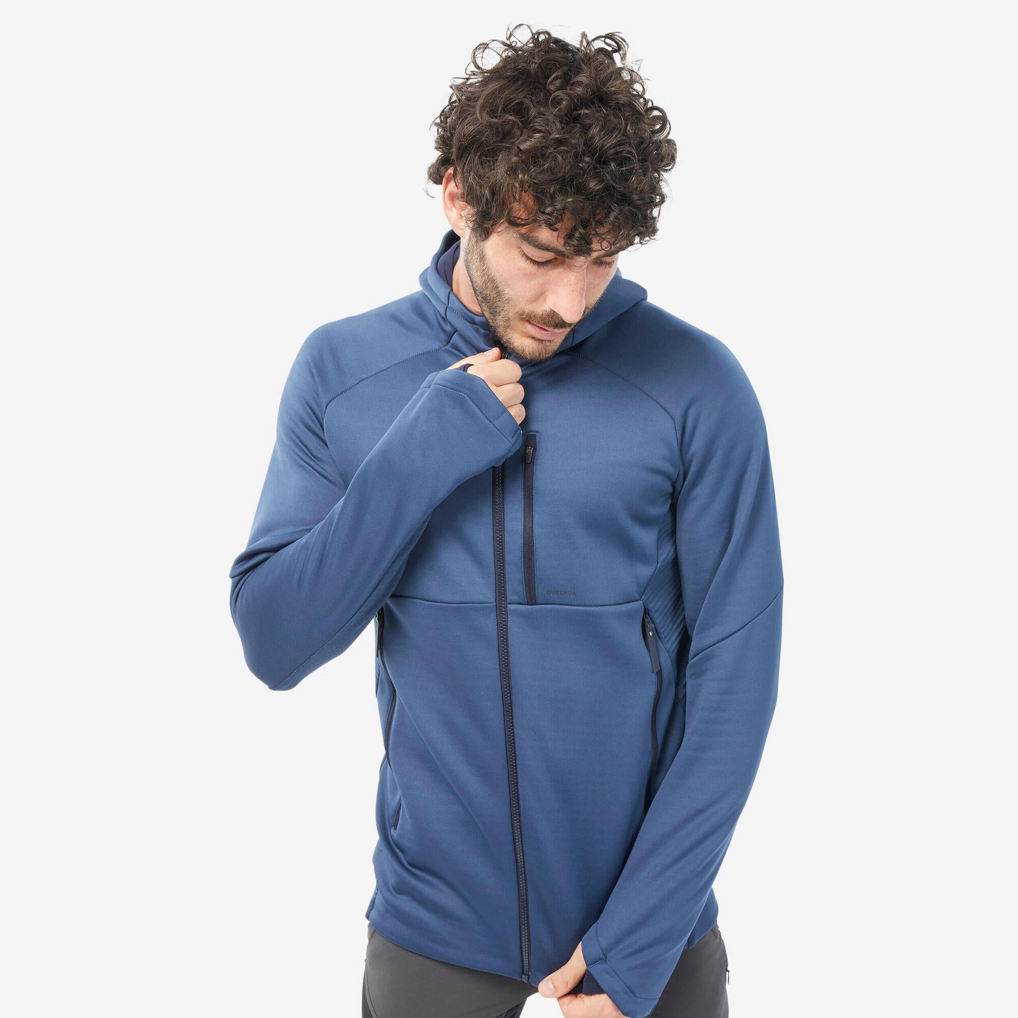 Quechua Men's MH520 Hood Hiking Fleece Jacket