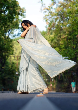 Snowdrop Tissue Chanderi Saree