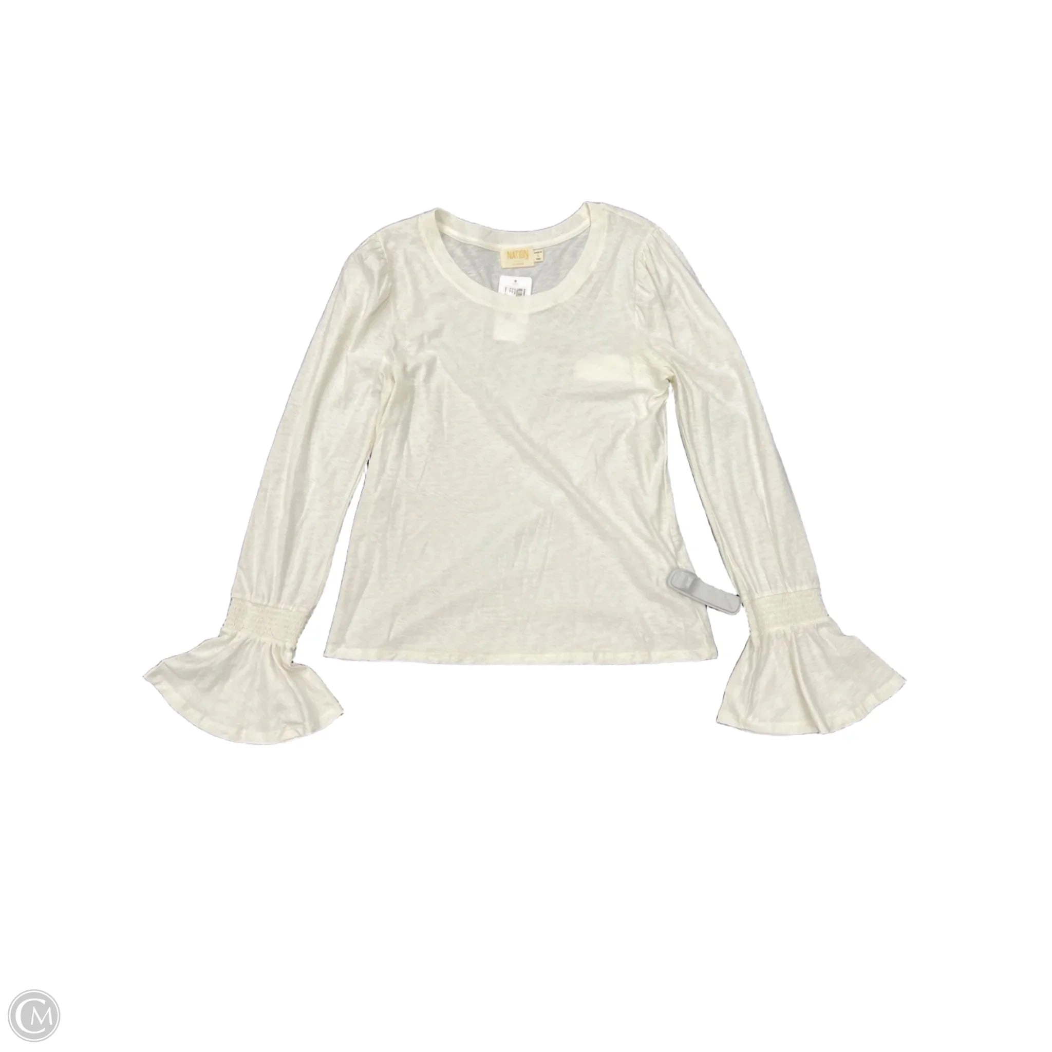 Top Long Sleeve By Nation In Cream, Size: L