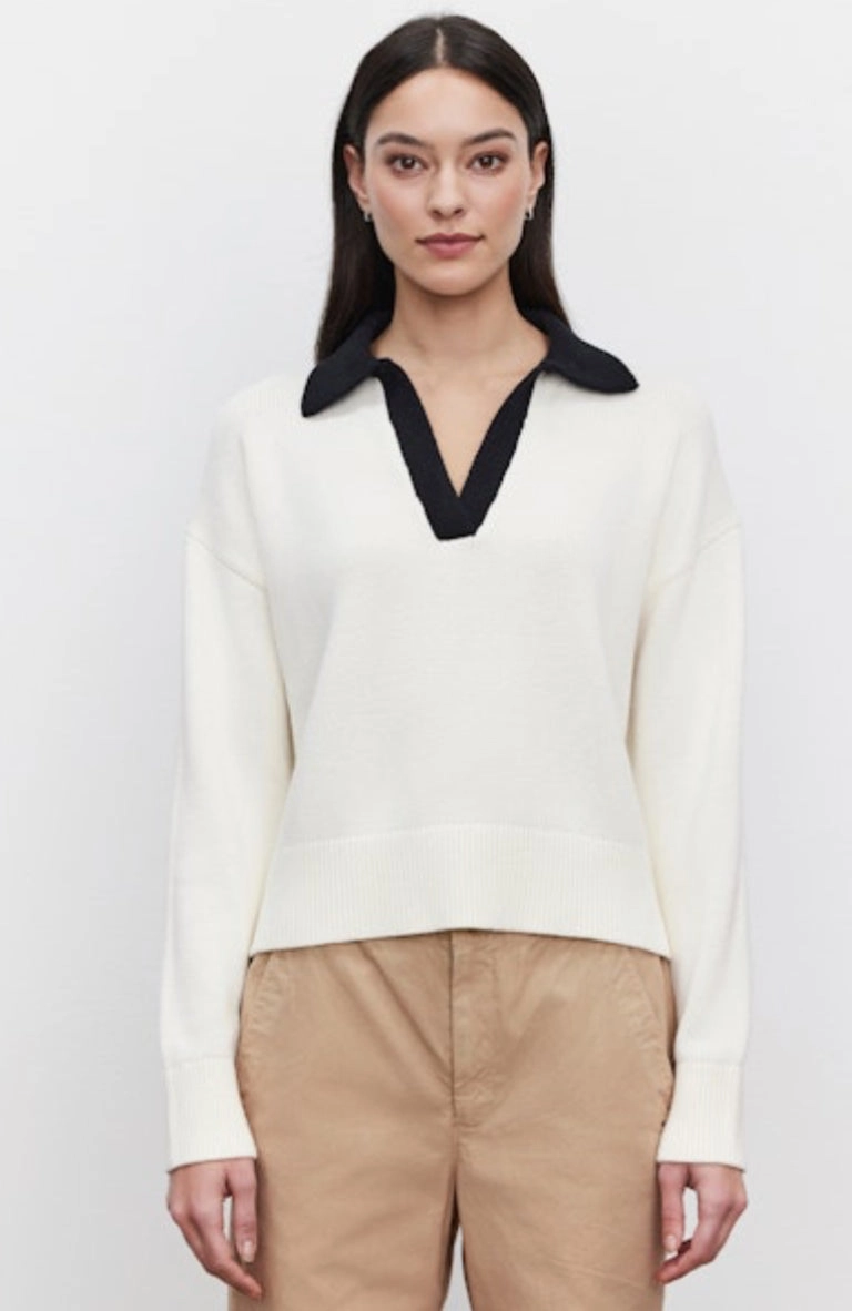 Velucie Colorblock Polo Sweater