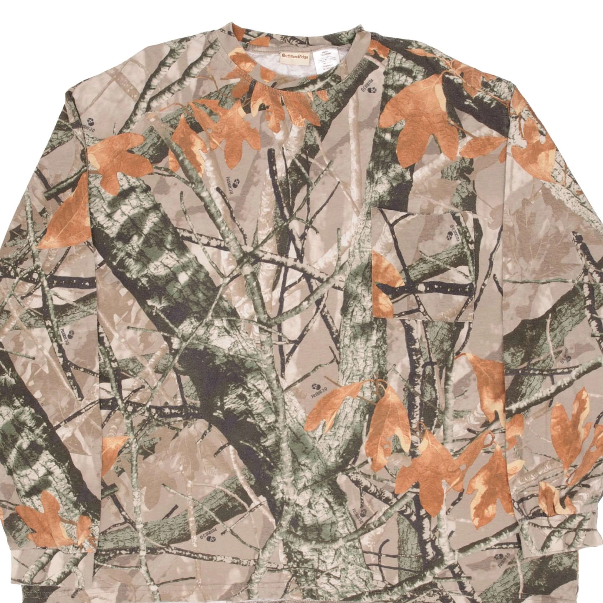 VINTAGE HUNTING FUSION 3D CAMO LONG SLEEVE POCKET TEE SHIRT SIZE 3XL