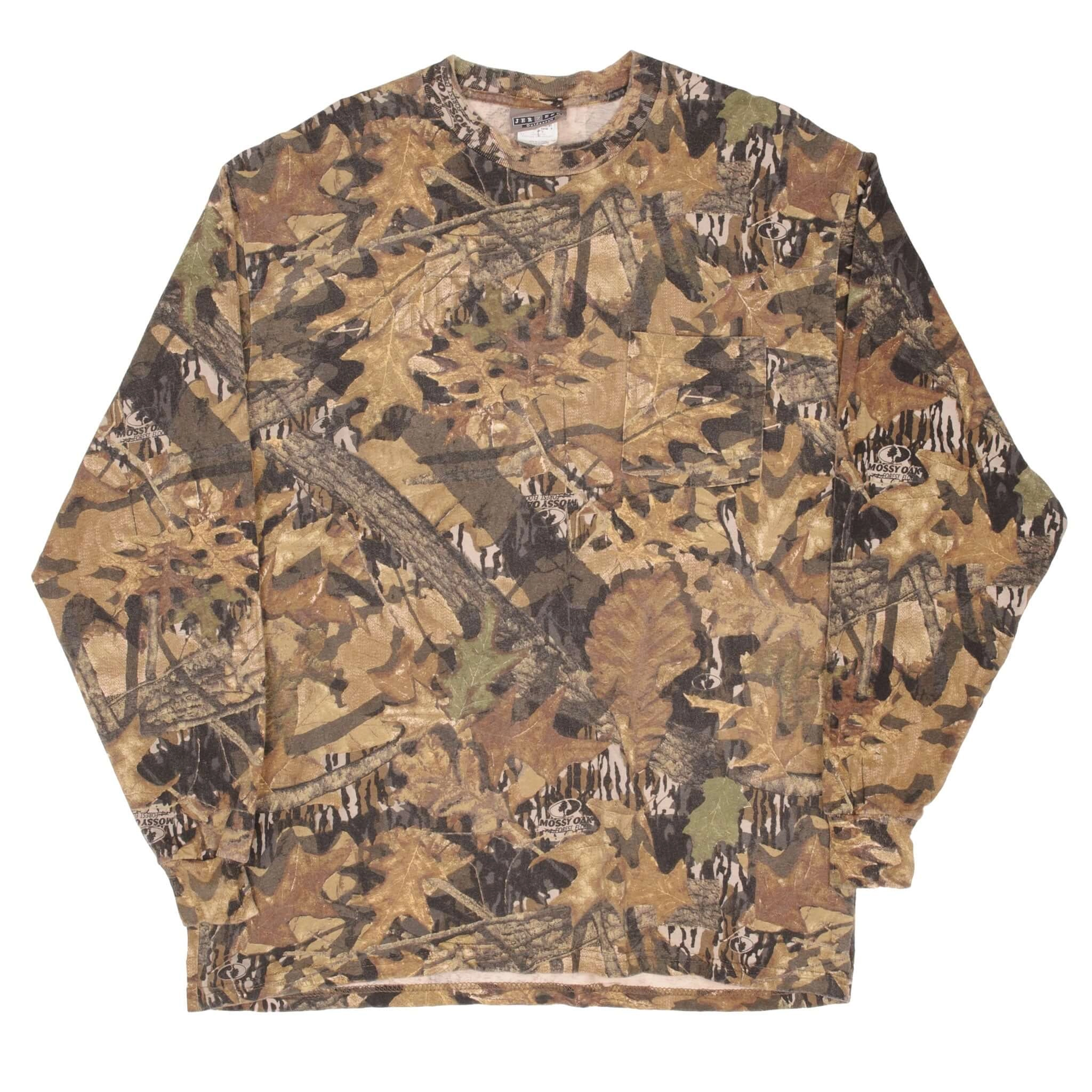 VINTAGE HUNTING MOSSY OAK FOREST FLOOR CAMO LONG SLEEVE POCKET TEE SHIRT LARGE