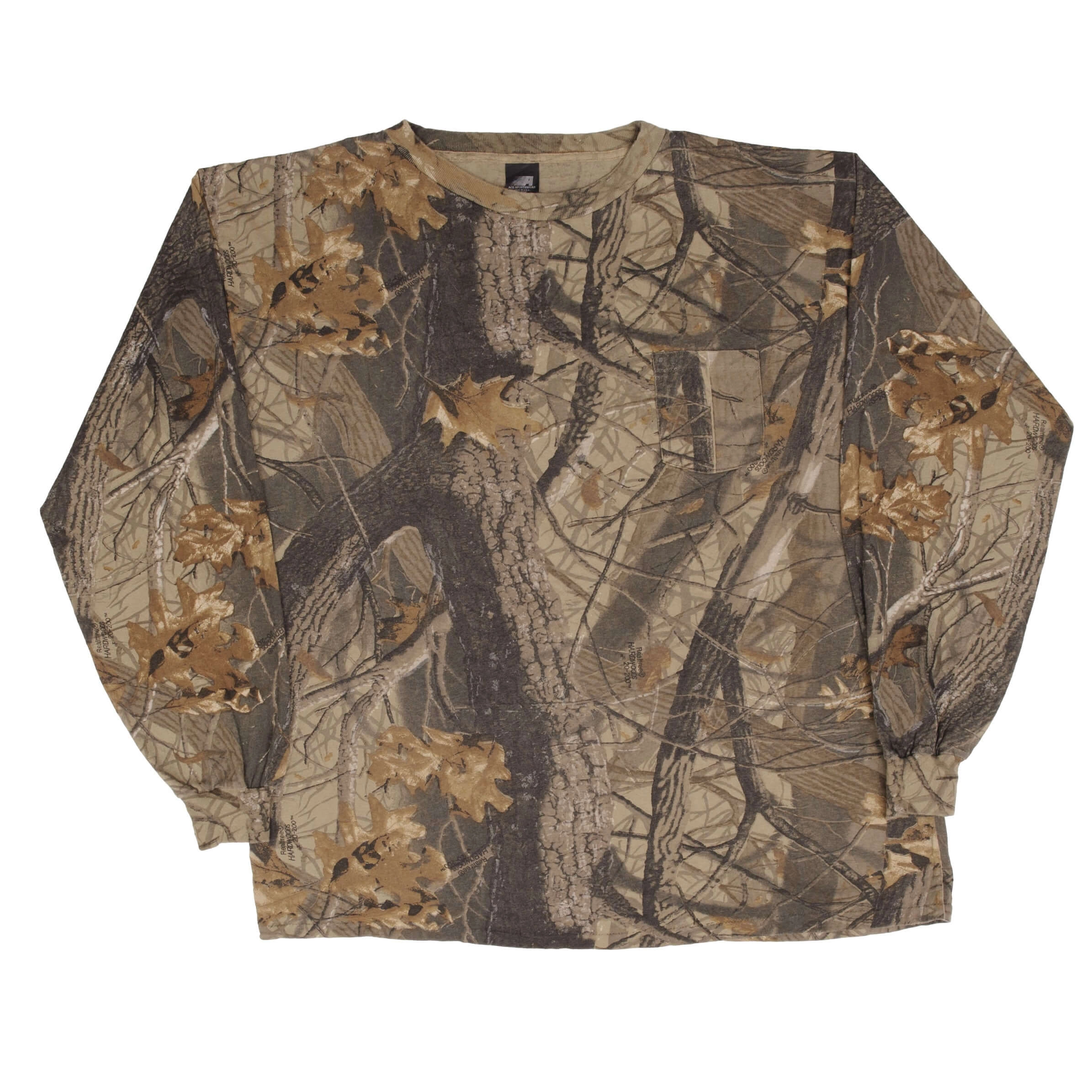 VINTAGE HUNTING REALTREE HARDWOODS CAMO LONG SLEEVE POCKET TEE SHIRT SIZE 2XL