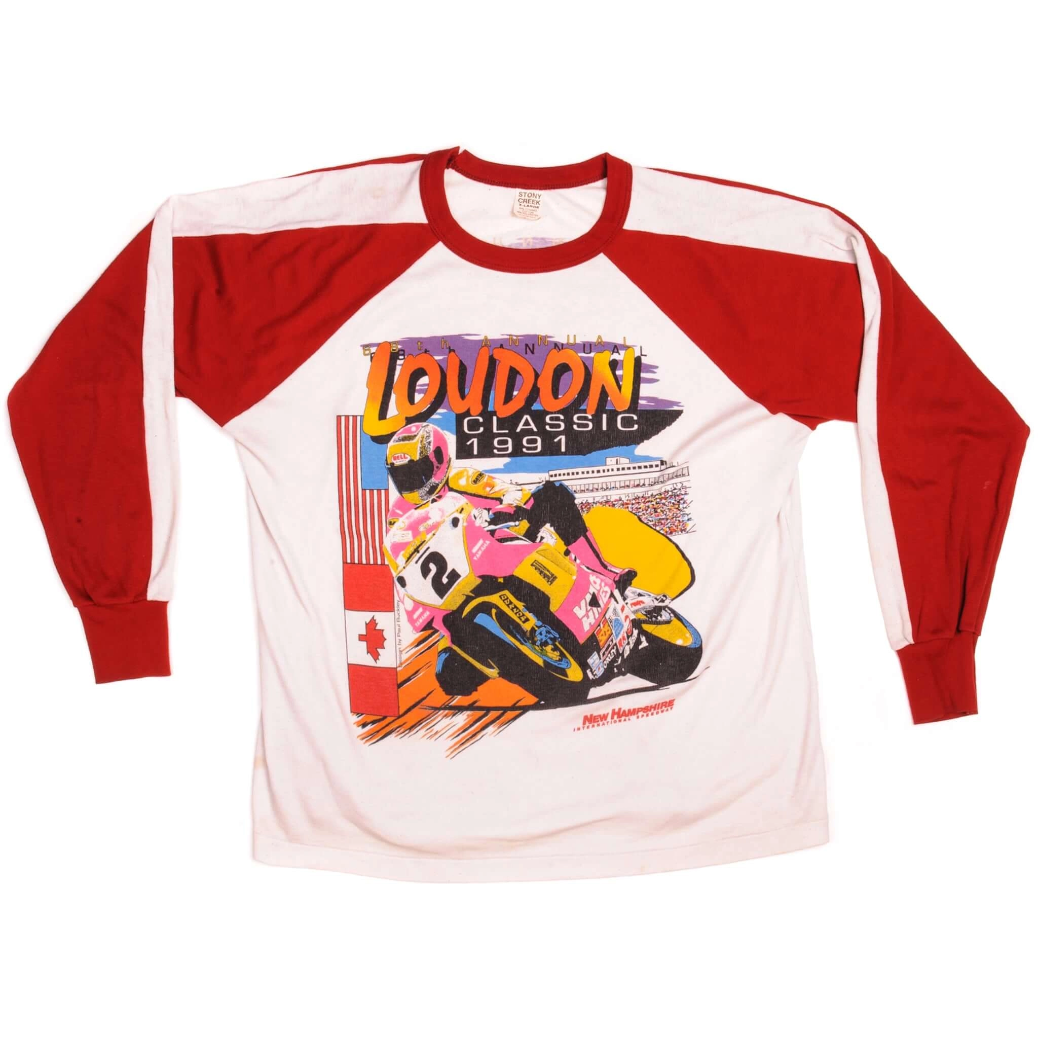 VINTAGE MOTO GP LOUDON CLASSIC LONG SLEEVES TEE SHIRT 1991 SIZE L/XL MADE IN USA